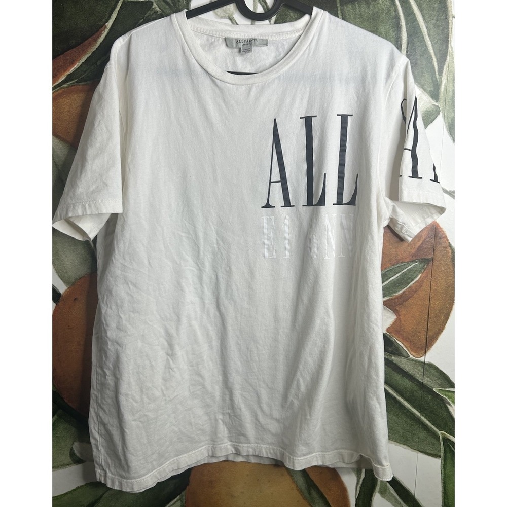 AllSaints SEPARO Crew Tee Ivory Cotton Casual Relaxed Autumn Medium Womens